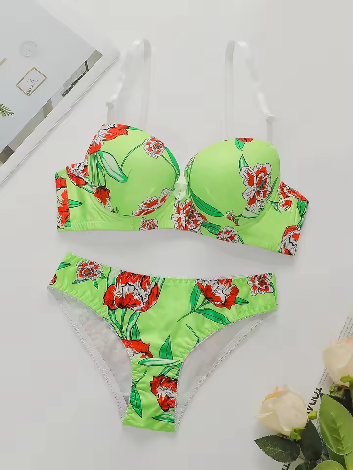 Imported Printed Bra and Panty Set Combo of 3 Stylish Lingerie Sets for Women