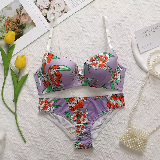 Imported Printed Bra and Panty Set Combo of 3 Stylish Lingerie Sets for Women