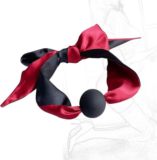 Silicone Satin Gag Ball Soft Mouth Restraint for Bondage & Roleplay