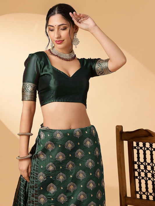 Women’s Paithani Silk Blend Woven Saree with Blouse Piece Ethnic Indian Saree