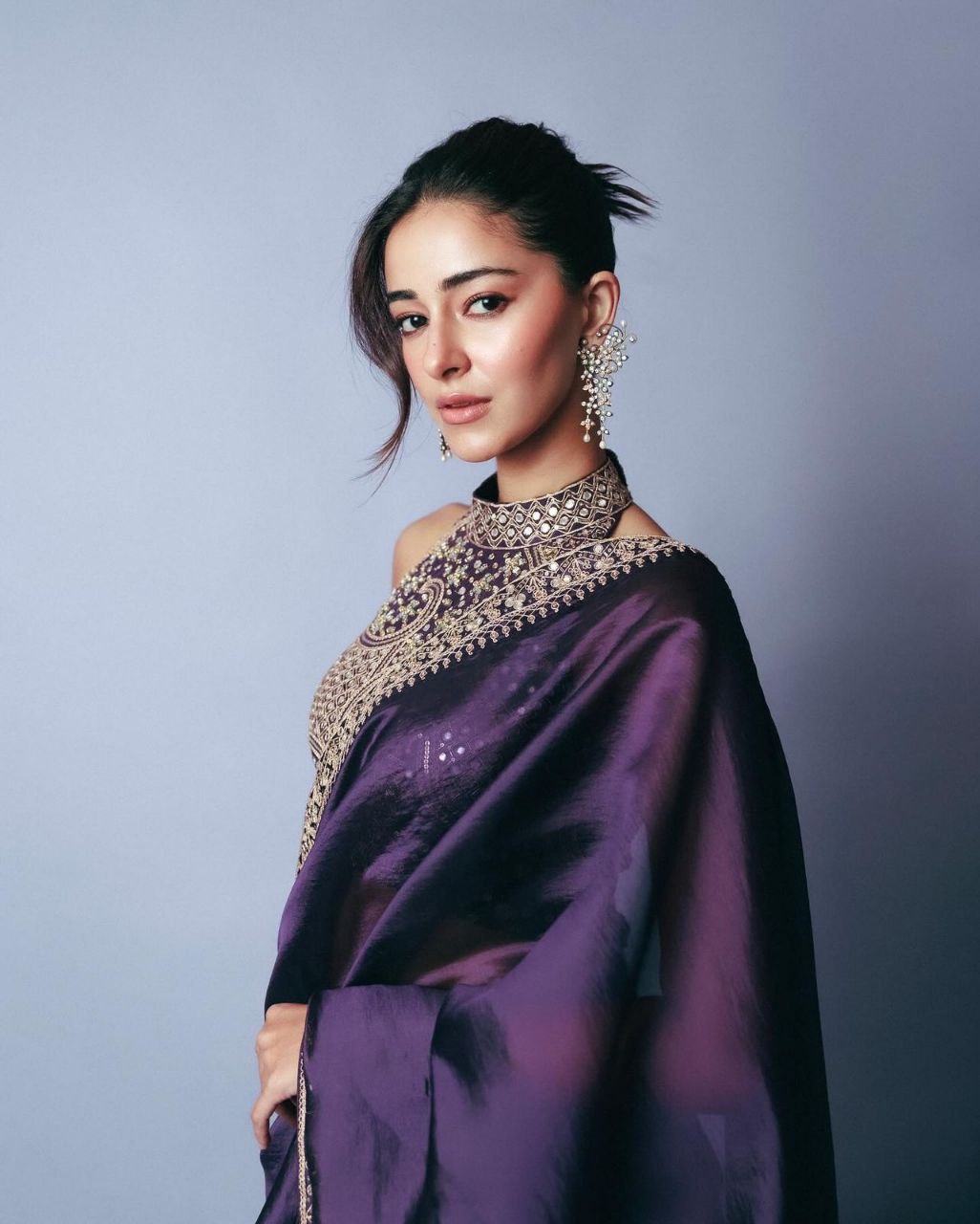 Trending Ananya Panday Style Saree Designer Look with Shimmering Sequin Border