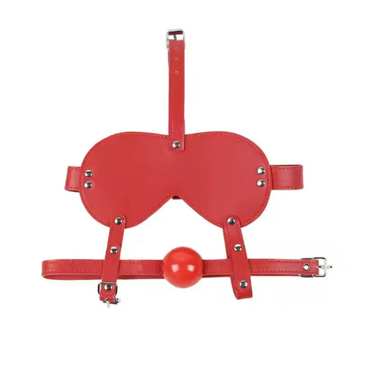 Seductive Leather Eye Mask and Gag Ball Discreet BDSM Accessory Kit