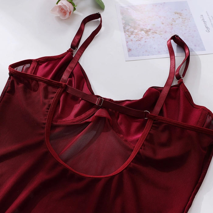 Midnight Mesh 3-Piece Garter Bodysuit Set