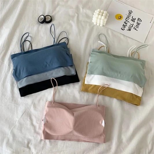 Seamless Ice Silk Tube Top Bras for Women – Padded, Traceless, Comfortable Underwear (Pack of 5)